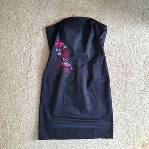 Express satin embroidered black sleeveless mini dress size 9/10.